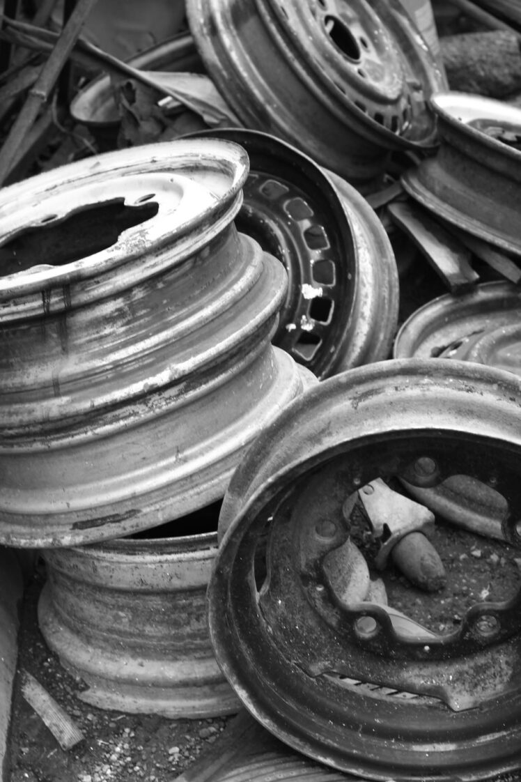 Metal recycling pile.