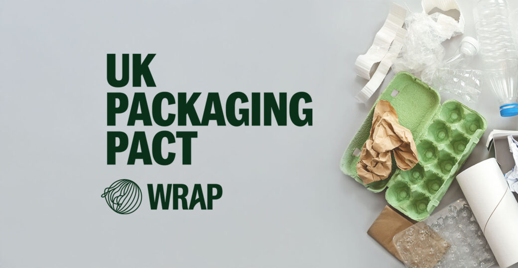 UK Packaging Pact logo alongside some recycling.