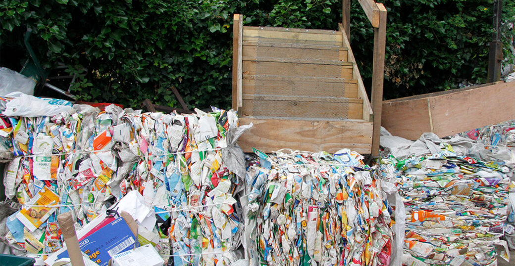 On site commercial waste ready to recycle.